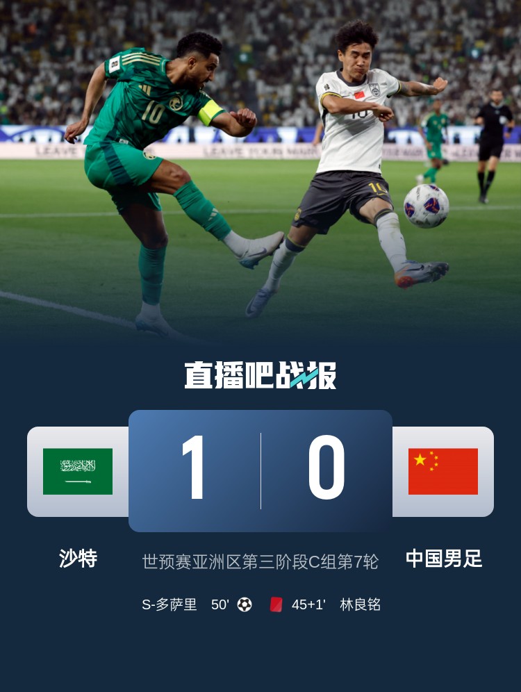 1-0小勝國足終結沙特在18強賽191天的進球荒，上次進球也是戰(zhàn)國足